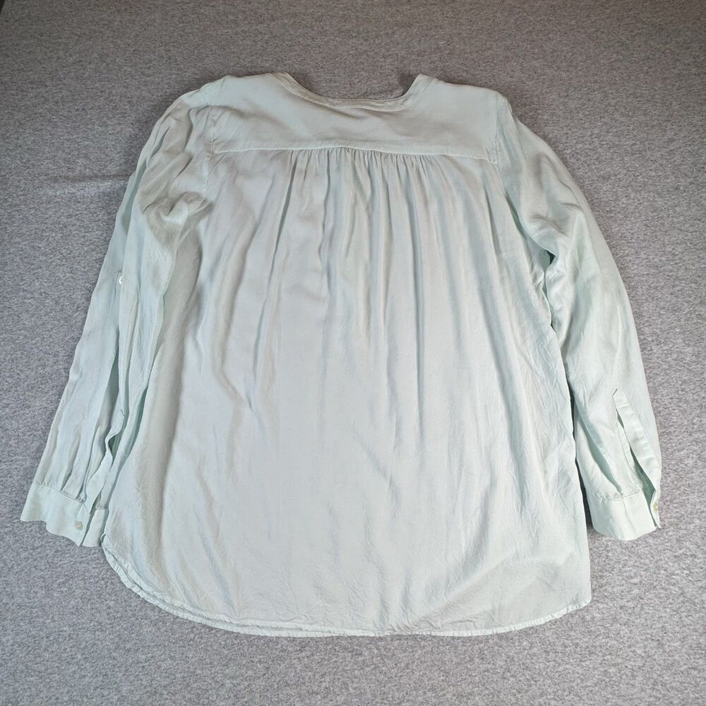 LOFT Women’s Woven Rayon Button Front Blouse Solid Light Green L Long Sleeve - Picture 10 of 10
